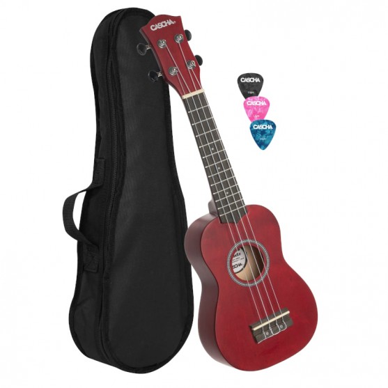 Casha® ukulele sopranowe RED z pokrowcem