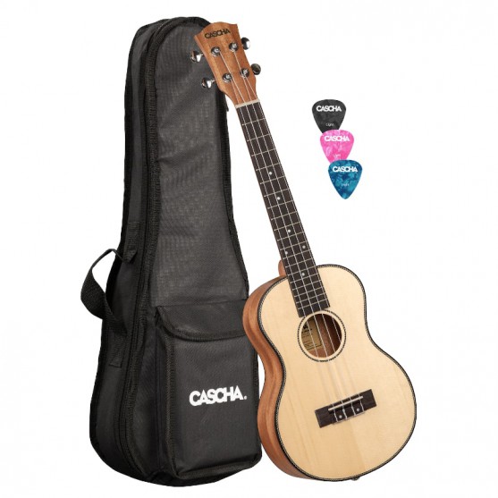 Cascha® ukulele tenor solid spruce Premium mahogany with gigbag