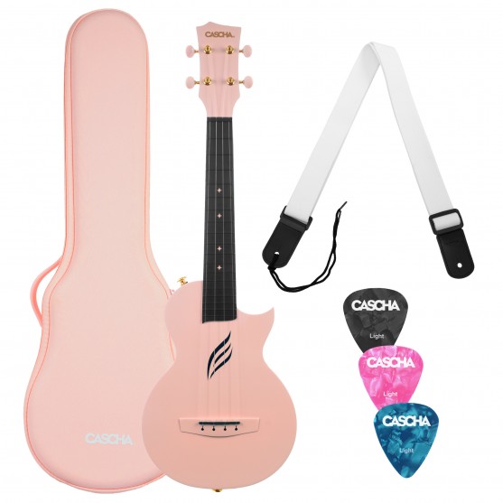 Cascha® ukulele koncertowe Pink z futerałem i akcesoriami